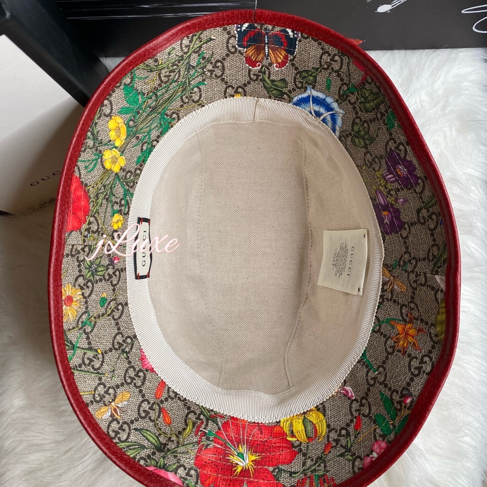GUCCI Claudia Flora Print GG Supreme Bucket Hat - Picture 6 of 11